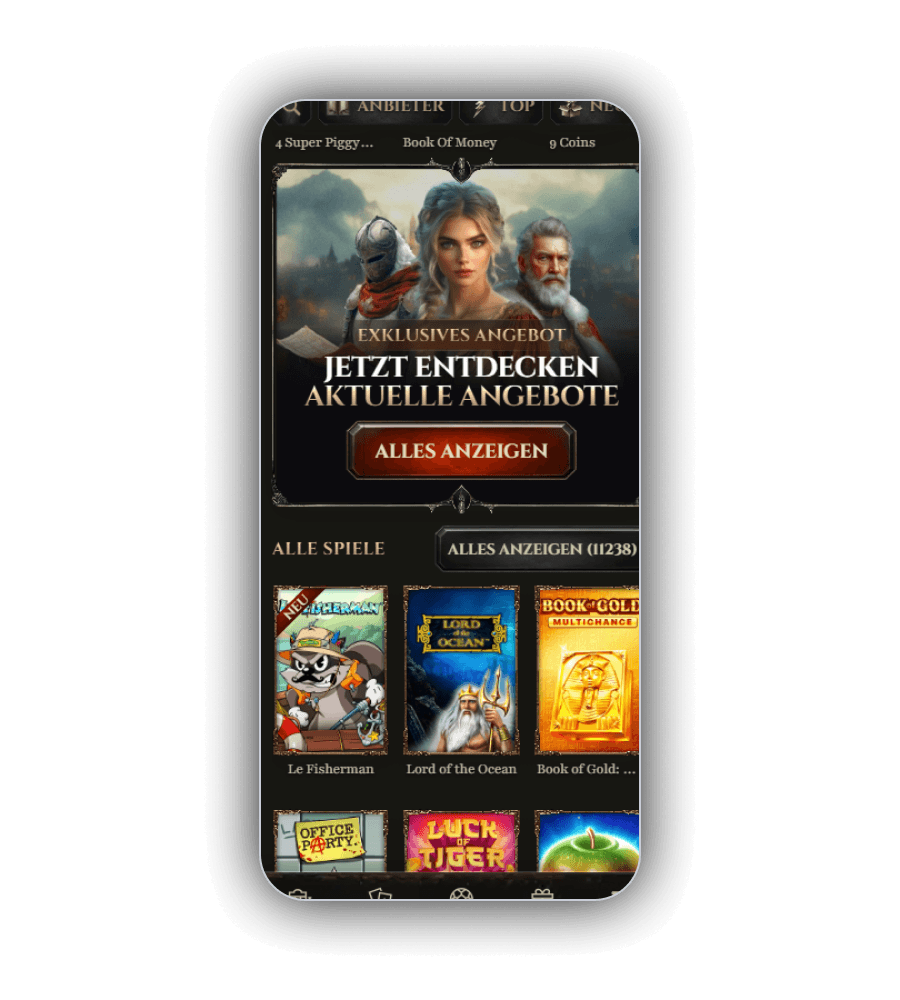Kyngs Casino-Benutzeroberfläche DE